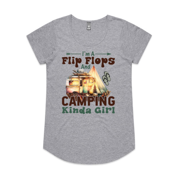 Women's Flip flops and camping Tee Thumbnail